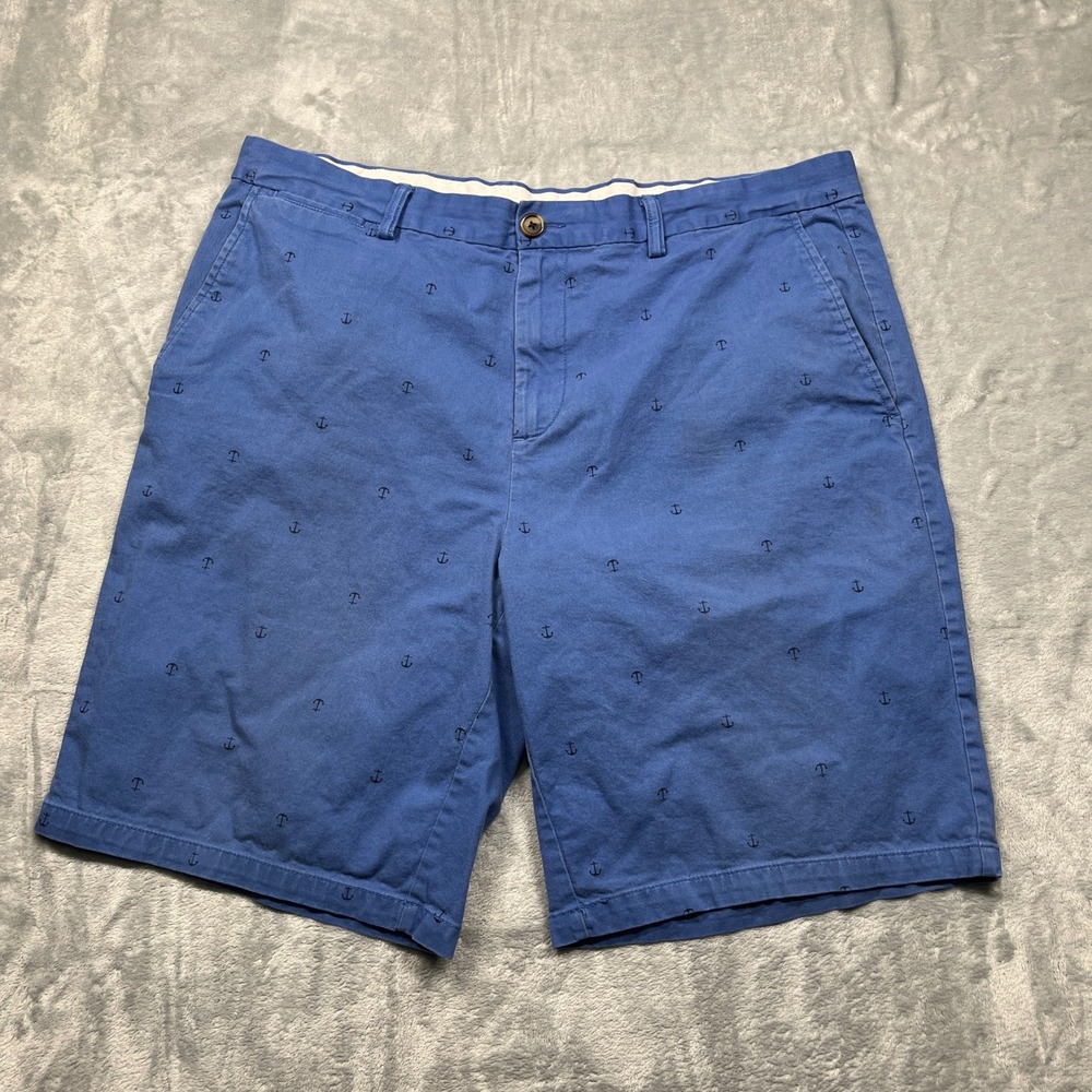 Old Navy Ultimate Slim Shorts Mens Blue‎ Anchor Print Built-In Flex Nautical 38
